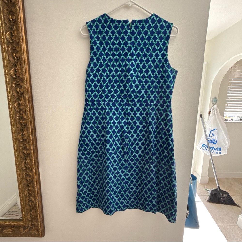 Lands' End Blue and Green Geometric Midi Dress - Picture 7 of 11